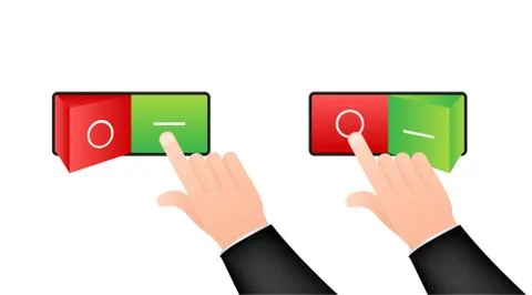 Flat icon On and Off Toggle switch button vector format. Vector stock Illustrazione stock