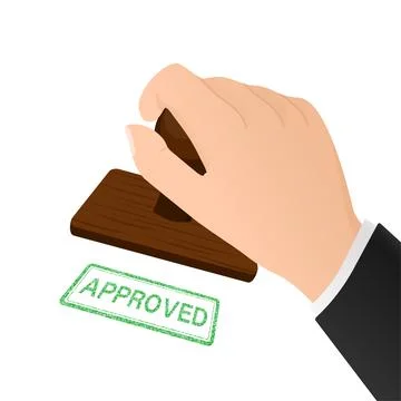 Flat icon with approved stamp hand for paper design. Business concept. Vector Stock Illustration