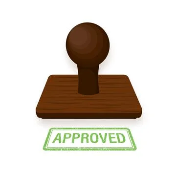 Flat icon with approved stamp hand for paper design. Business concept. Vector Illustrazione stock