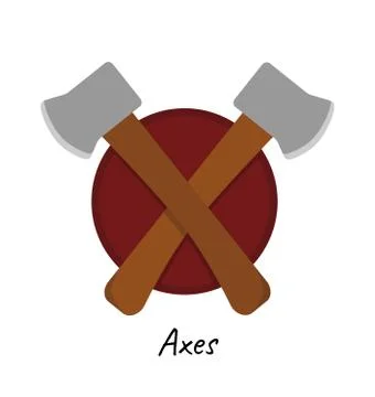 Flat icon with axes and shield Stock Illustration