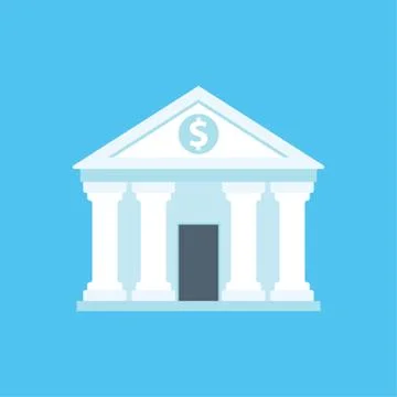 Flat icon of bank building Illustrazione stock