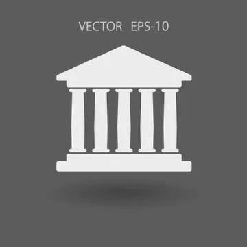 Flat  icon of bank building. vector illustration Stock Illustration