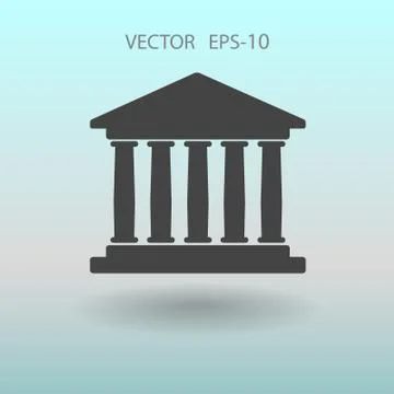 Flat  icon of bank building. vector illustration 스톡 일러스트