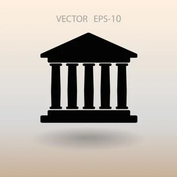 Flat  icon of bank building. vector illustration Stock Illustration