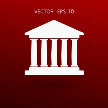 Flat  icon of bank building. vector illustration Stock Illustration