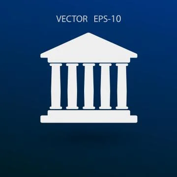 Flat  icon of bank building. vector illustration Stock Illustration