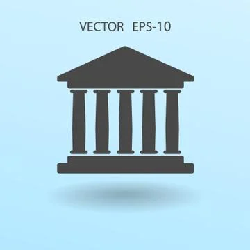 Flat  icon of bank building. vector illustration Stock Illustration