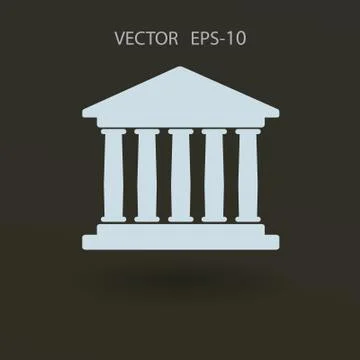 Flat  icon of bank building. vector illustration Stock Illustration