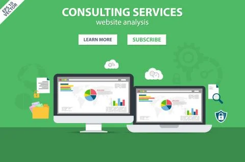 Flat icon banner concept template design Stock Illustration