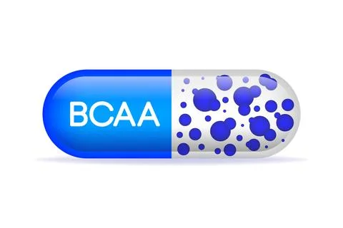 Flat icon with bcaa capsule. Flat icon capsule. Stock Illustration