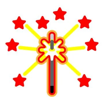 Flat icon Bengal light or Sparkler, isolated. Vector burning pyrotechnic Stock Illustration