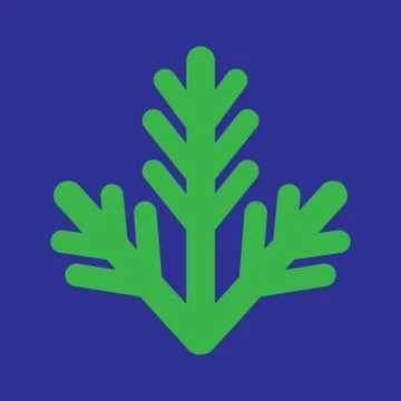 Flat icon on blue background fur-tree branch Stock Illustration