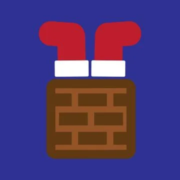 Flat icon on blue background Santa in chimney Stock Illustration
