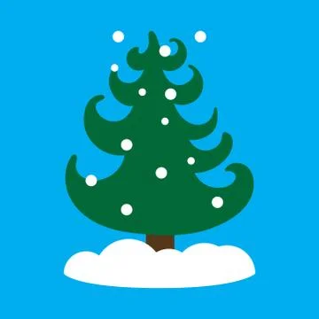 Flat icon on blue background tree snowflakes Stock Illustration
