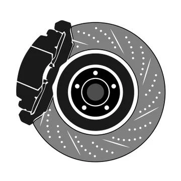 Flat icon. Brake caliper on the brake disc. Isolated on white background. Stock Illustration