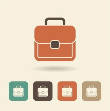 Flat Icon of Briefcase with shadow . Vector logo Stock Illustration