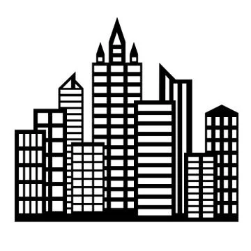 Flat icon buildings Stock Illustration