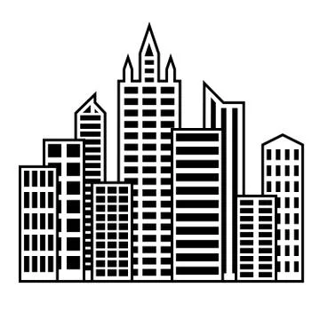 Flat icon buildings Stock Illustration