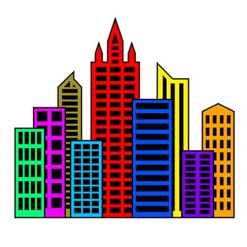 Flat icon buildings Stock Illustration