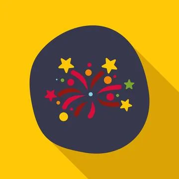 Flat icon celebrating fireworks exploding with colorful stars 库存插图
