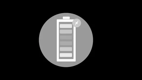 Flat icon charged battery icon in circle animation Stock Footage 335101912