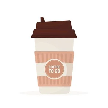 Flat icon with coffee cup with hand. Flat illustration. Coffee to go. Vector Illustration