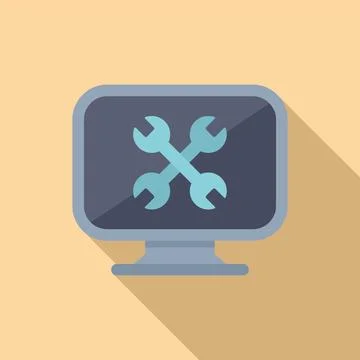 Flat icon of computer repair Stock Illustration