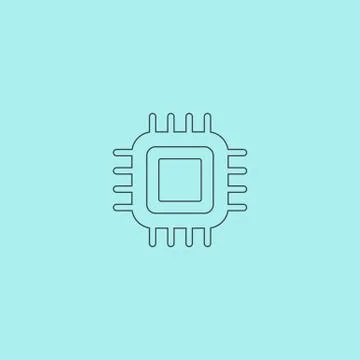 Flat Icon of cpu Stock Illustration