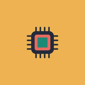 Flat Icon of cpu Stock Illustration