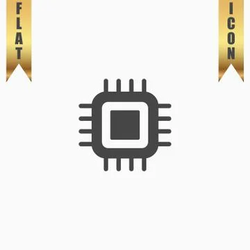 Flat Icon of cpu Stock Illustration