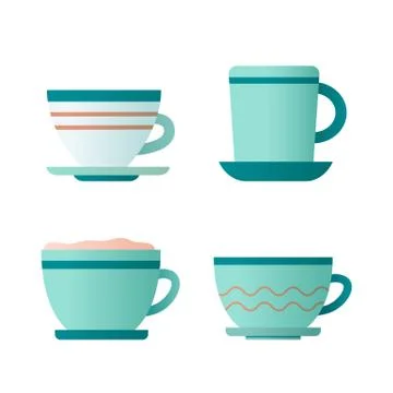Flat icon with cup coffee and tea on white background for concept design. Vector Stockillustratie