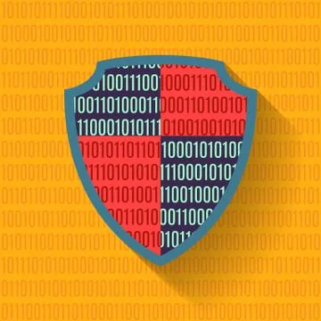 Flat icon data protection shield Stock Illustration