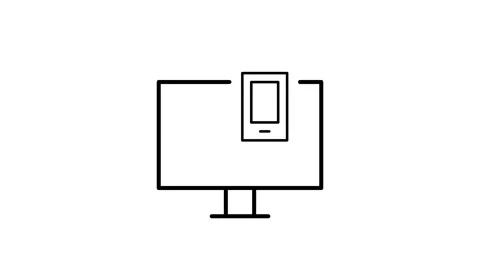Flat icon depicting a smartphone and a computer side by side, representing .. Stock Footage 334095172