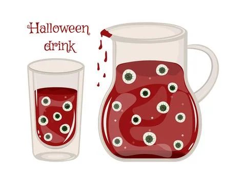 Flat icon design of halloween drink. Halloween cocktail, holiday party drin.. Stock Illustration