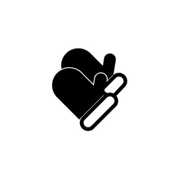Flat Icon design object, snow gloves, black solid color, vector illustration Stock Illustration