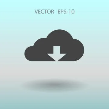 Flat icon of download cloud. vector illustration Stock Illustration