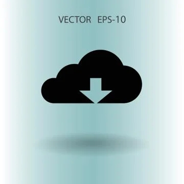 Flat icon of download cloud. vector illustration Stock Illustration