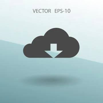 Flat icon of download cloud. vector illustration Stock Illustration