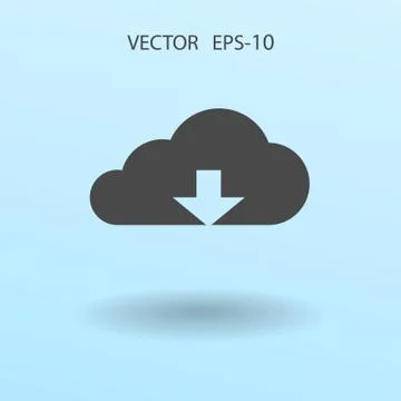 Flat icon of download cloud. vector illustration Stock Illustration