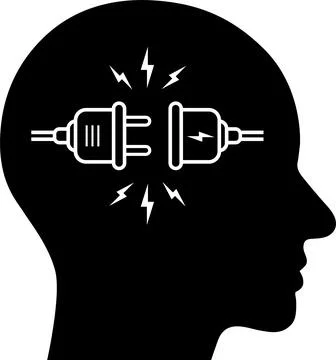 Flat icon of electric plug in as a concept mental switch Stock Illustration