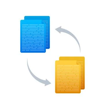 Flat icon with file exchange. Flat digital vector illustration. Cloud storage Stock Illustration