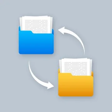 Flat icon with file exchange. Flat digital vector illustration. Cloud storage Stock Illustration