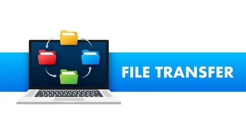 Flat icon with file exchange. Flat digital vector illustration. Cloud storage Stock Illustration