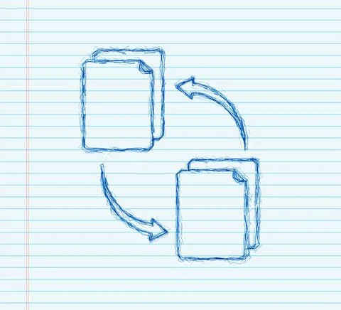 Flat icon with file exchange. sketch digital vector illustration. Cloud storage Stock Illustration