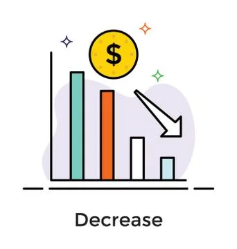 Flat icon of financial decrease Illustrazione stock