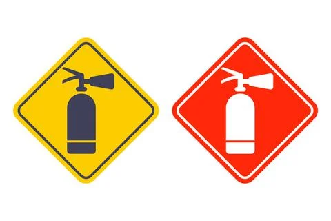 Flat icon fire extinguisher. Fire safety sticker. Stock Illustration