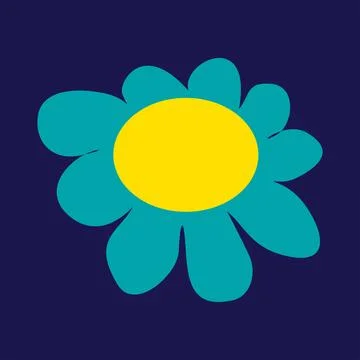 Flat icon flower. Simple Botany vector illustration isolated on white. Turq.. Stock Illustration