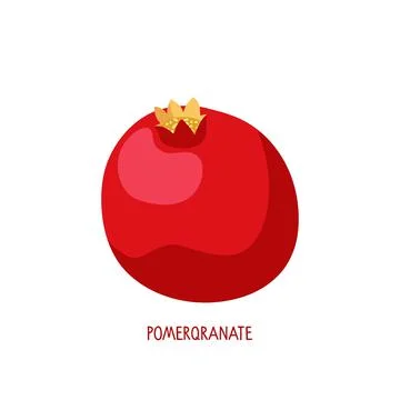 Flat icon fresh red pomegranate fruit isolated on white background. Farmer Stock Illustration
