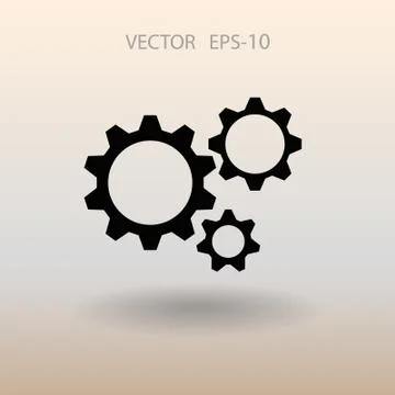 Flat icon of gears. vector illustration Stock Illustration