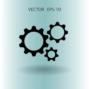 Flat icon of gears. vector illustration Stock Illustration